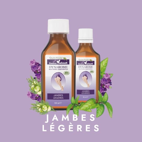 Préparation aux huiles essentielles pour retrouver des jambes légères quand on les sent lourdes. Idéal pour un cadeau bien être à Noël.
