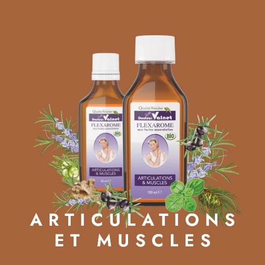 Flexarome, articulations et muscles. Préparation aux huiles essentielles pour les articulations et les muscles. Idéal pour un cadeau bien être à Noël.