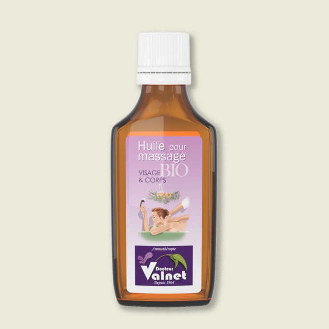 flacon huile de massage visage & corps bio du Dr. valnet