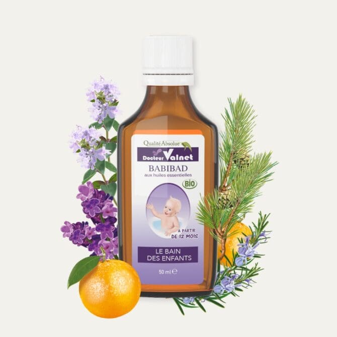 Babibad , le bain de enfants à base d'huiles essentielles 100% BIO du docteur Valnet. Flacon de 50 ml