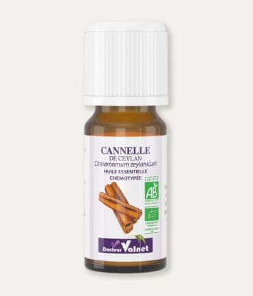 Flacon 10 ml d'huile essentielle de cannelle de ceylan Certifiée label AB, Agriculture Biologique.