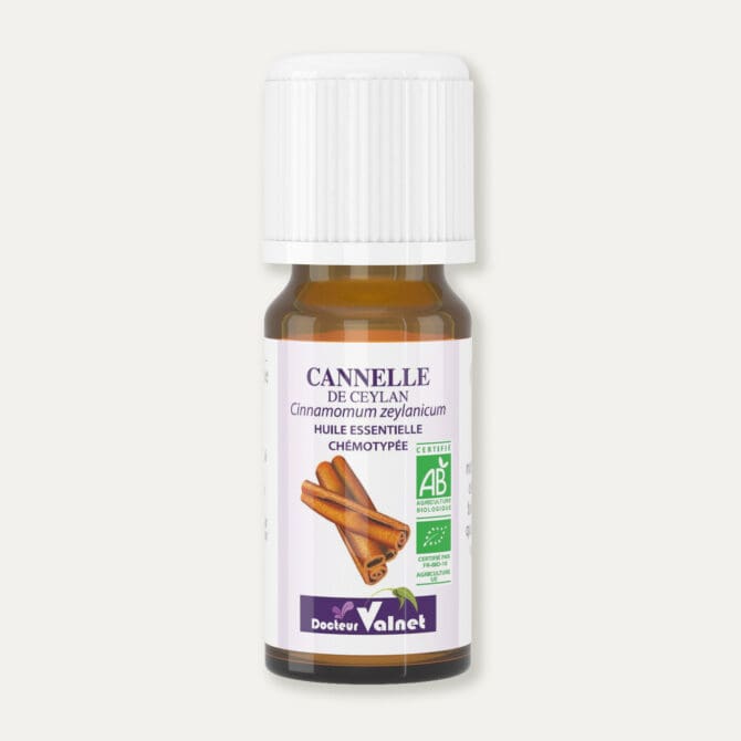 Flacon 10 ml d'huile essentielle de cannelle de ceylan Certifiée label AB, Agriculture Biologique.