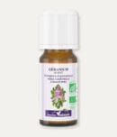 Flacon 10 ml d'huile essentielle de géranium rosat Certifiée label AB, Agriculture Biologique.