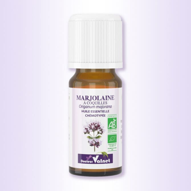 flacon 10 ml d'huile essentielle de marjolaine à coquilles du Dr. valnet