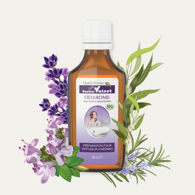Odarome, préparation pour diffuseur d'arômes à base d'huiles essentielles 100% BIO. Falcon de 50 ml