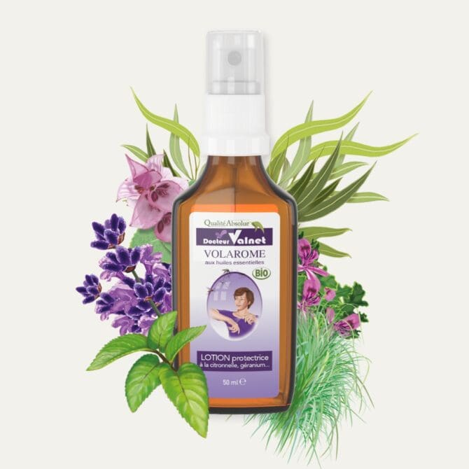 Volarome, lotion protectrice à base d'huiles essentielles 100% bio. Flacon de 50 ml
