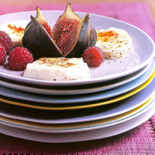 Figues, framboises et mozzarellas marinées l’orange douce