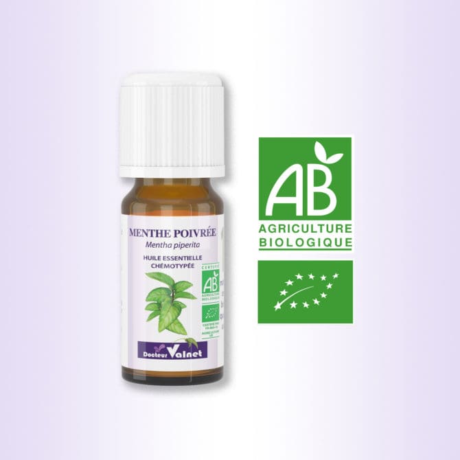 HE mente poivrée, 100% BIO, certifiée label AB, Agriculture Biologique.