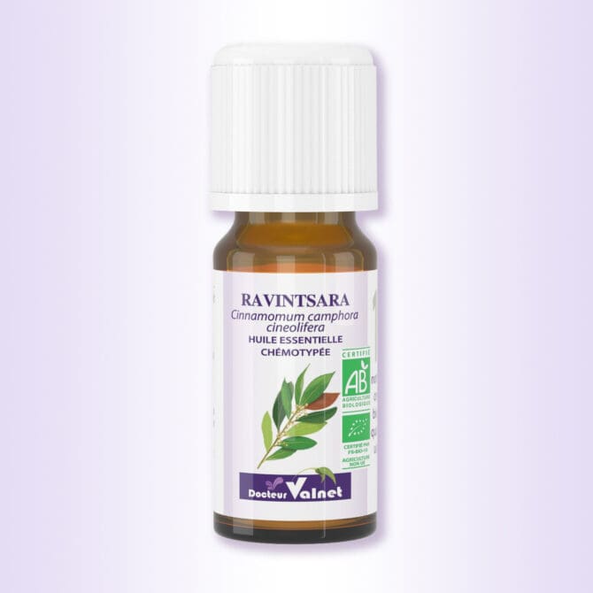 flacon de 10 ml d'huile essentielle de Ravintsara du docteur valnet