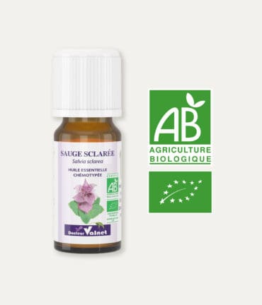 HE Sauge sclarée, 100% BIO, certifiée label AB, Agriculture Biologique.