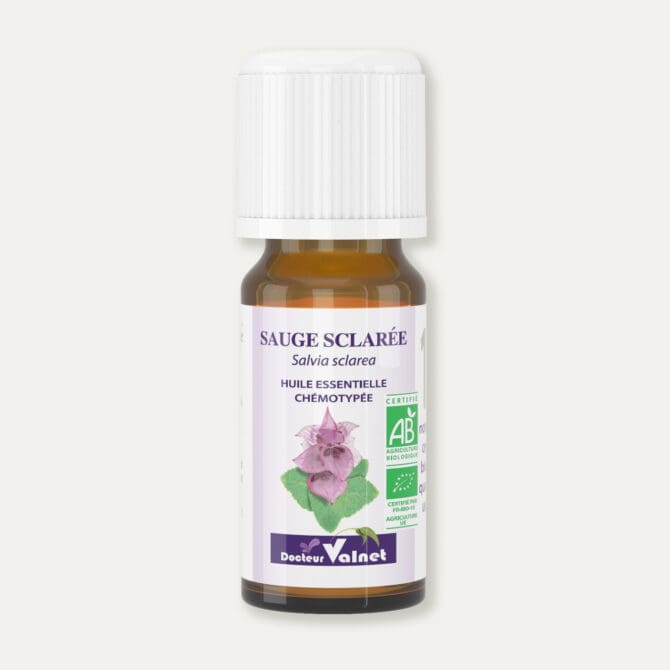 Flacon de 10 ml d'huile essentielle de Sauge sclarée du docteur valnet